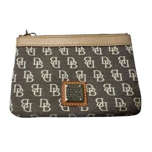 Dooney & Bourke Tan and Cream Monogram Clutch/Pouch